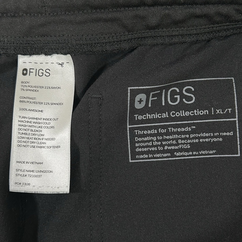 FIGS Technical Collection Scrub Pants -Mens XL/T- Black Tall 33" Inseam Stretch - Picture 3 of 10